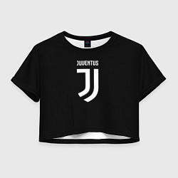 Футболка 3D укороченная женская Juventus sport fc белое лого, цвет: 3D-принт