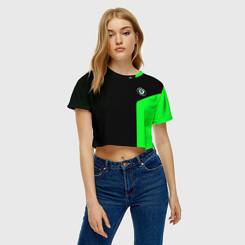 Женский топ Skoda pattern sport green / 3D-принт – фото 3