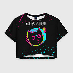 Футболка 3D укороченная женская Burzum - rock star cat, цвет: 3D-принт