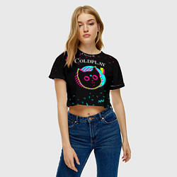Футболка 3D укороченная женская Coldplay - rock star cat, цвет: 3D-принт — фото 2