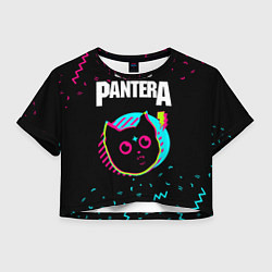 Футболка 3D укороченная женская Pantera - rock star cat, цвет: 3D-принт