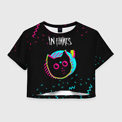 Футболка 3D укороченная женская In Flames - rock star cat, цвет: 3D-принт