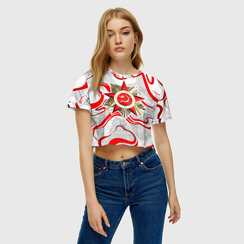 Женский топ Великая отечественная - красные нити / 3D-принт – фото 3