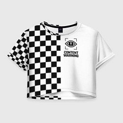 Футболка 3D укороченная женская Content Warning шашечки, цвет: 3D-принт