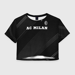 Футболка 3D укороченная женская AC Milan sport на темном фоне посередине, цвет: 3D-принт
