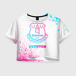 Футболка 3D укороченная женская Everton neon gradient style, цвет: 3D-принт