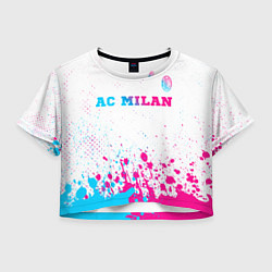 Футболка 3D укороченная женская AC Milan neon gradient style посередине, цвет: 3D-принт