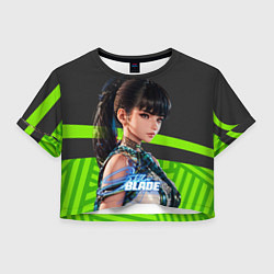 Футболка 3D укороченная женская Stellar Blade Eve яркий зеленый, цвет: 3D-принт