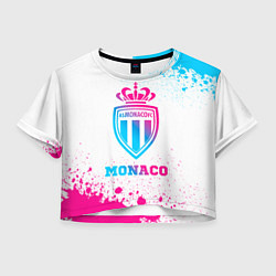 Футболка 3D укороченная женская Monaco neon gradient style, цвет: 3D-принт