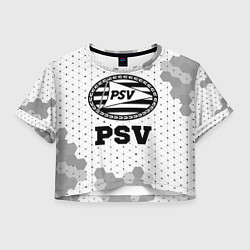 Футболка 3D укороченная женская PSV sport на светлом фоне, цвет: 3D-принт