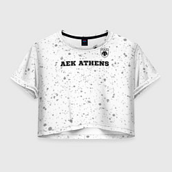 Футболка 3D укороченная женская AEK Athens sport на светлом фоне посередине, цвет: 3D-принт