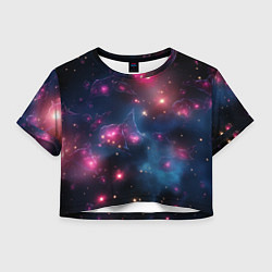 Футболка 3D укороченная женская Абстрактный космос фантастика, цвет: 3D-принт