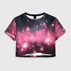 Футболка 3D укороченная женская Розовый абстрактный космос, цвет: 3D-принт