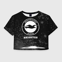 Футболка 3D укороченная женская Brighton sport на темном фоне, цвет: 3D-принт