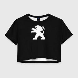 Футболка 3D укороченная женская Peugeot logo, цвет: 3D-принт