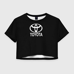 Футболка 3D укороченная женская Toyota white logo, цвет: 3D-принт