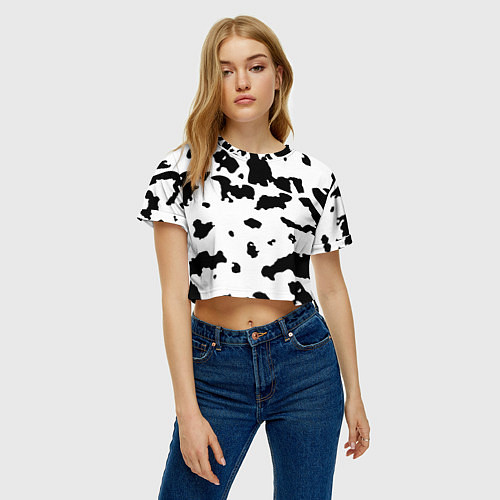 Женский топ Черно белый пятнистый узор / 3D-принт – фото 3
