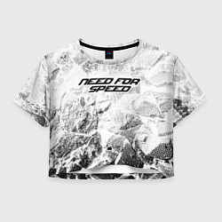 Футболка 3D укороченная женская Need for Speed white graphite, цвет: 3D-принт
