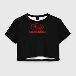 Футболка 3D укороченная женская Subaru red logo, цвет: 3D-принт