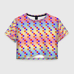 Футболка 3D укороченная женская Тетрис импровизированный, цвет: 3D-принт
