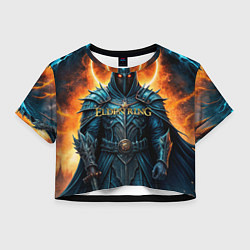 Футболка 3D укороченная женская Elden Ring рыцарь в черном, цвет: 3D-принт