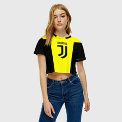 Футболка 3D укороченная женская Juventus sport geometry yellow, цвет: 3D-принт — фото 2