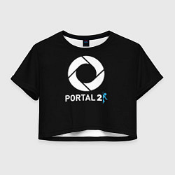 Футболка 3D укороченная женская Portal2 logo game, цвет: 3D-принт