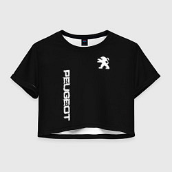 Футболка 3D укороченная женская Peugeot logo white, цвет: 3D-принт