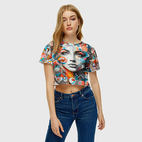 Женский топ Лицо прекрасной девушки - граффити / 3D-принт – фото 3