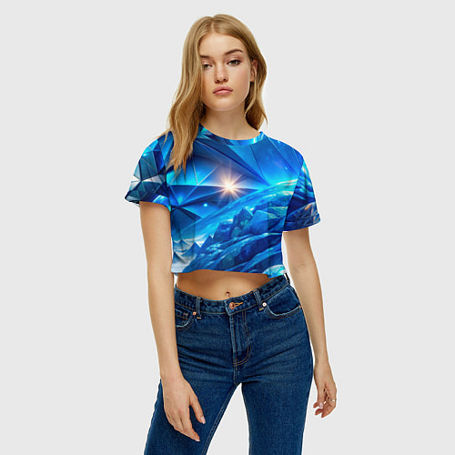 Женский топ Синяя объемная абстракция со вспышкой / 3D-принт – фото 3