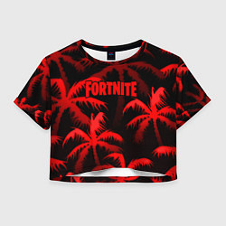 Футболка 3D укороченная женская Fortnite tropic red, цвет: 3D-принт