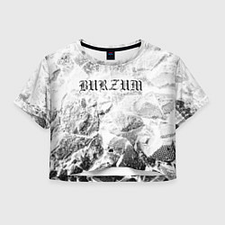 Футболка 3D укороченная женская Burzum white graphite, цвет: 3D-принт