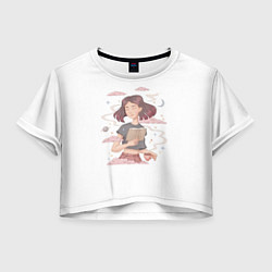 Футболка 3D укороченная женская Pink dreams girl with book, цвет: 3D-принт