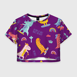 Футболка 3D укороченная женская No rules, цвет: 3D-принт