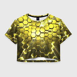 Футболка 3D укороченная женская Золотые соты, цвет: 3D-принт