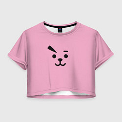 Футболка 3D укороченная женская BT21 Cooky, цвет: 3D-принт