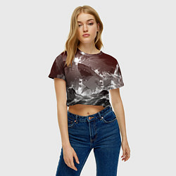 Футболка 3D укороченная женская Клыкастая акула, цвет: 3D-принт — фото 2