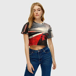 Футболка 3D укороченная женская Футуристичный пейзаж в ретро стиле, цвет: 3D-принт — фото 2