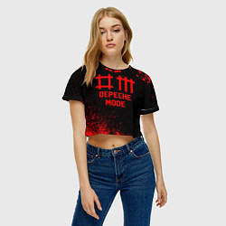 Футболка 3D укороченная женская Depeche Mode - red gradient, цвет: 3D-принт — фото 2