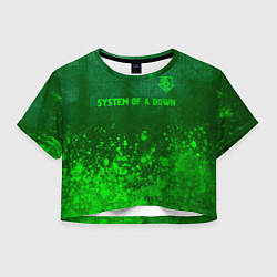 Футболка 3D укороченная женская System of a Down - green gradient посередине, цвет: 3D-принт