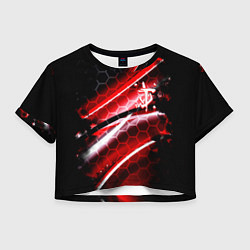 Футболка 3D укороченная женская Doom logo game, цвет: 3D-принт