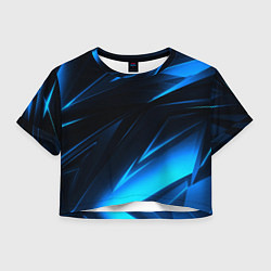 Футболка 3D укороченная женская Грани неоновые текстура, цвет: 3D-принт