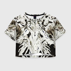 Футболка 3D укороченная женская Black and white abstraction, цвет: 3D-принт