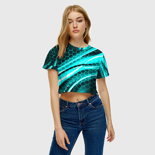 Женский топ Неоновая броня абстракция / 3D-принт – фото 3