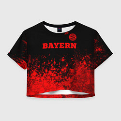 Футболка 3D укороченная женская Bayern - red gradient посередине, цвет: 3D-принт
