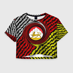 Футболка 3D укороченная женская Осетия полоски, цвет: 3D-принт