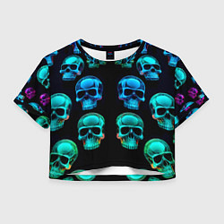 Женский топ Neon skulls - ai art pattern