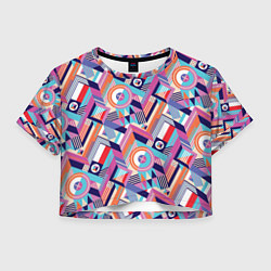 Футболка 3D укороченная женская Зигзаги в геометрии, цвет: 3D-принт