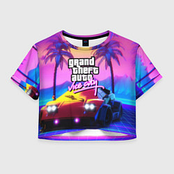 Футболка 3D укороченная женская Vice city retro wave Lambo, цвет: 3D-принт