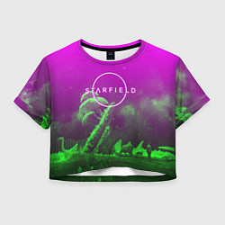 Футболка 3D укороченная женская Starfield space rpg, цвет: 3D-принт